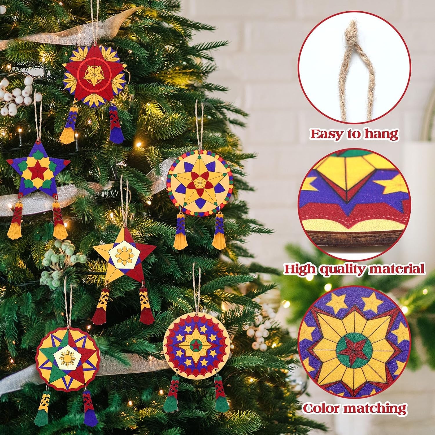 Xmas Tree Ornaments – 6-Pack Rustic Home Decor