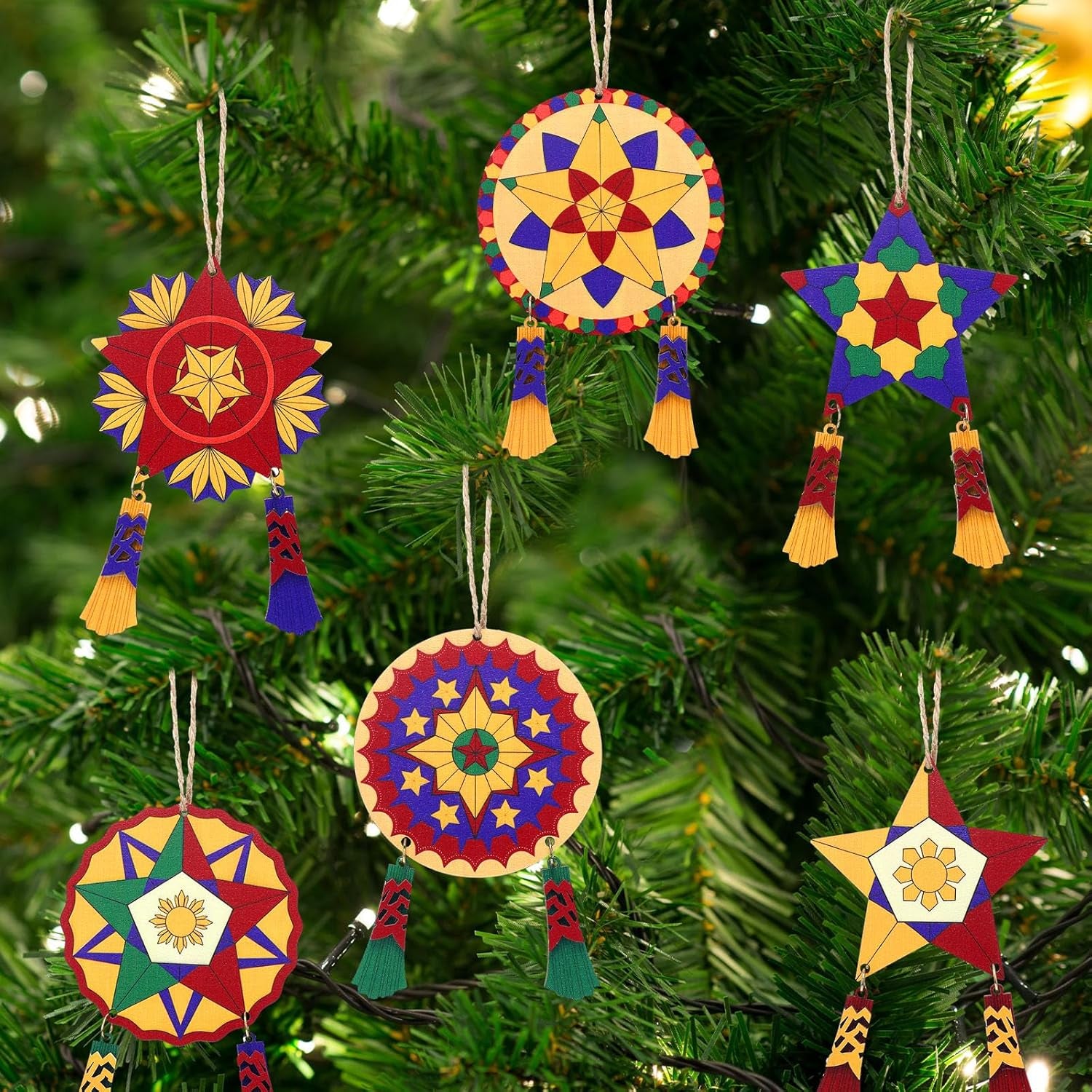 Xmas Tree Ornaments – 6-Pack Rustic Home Decor