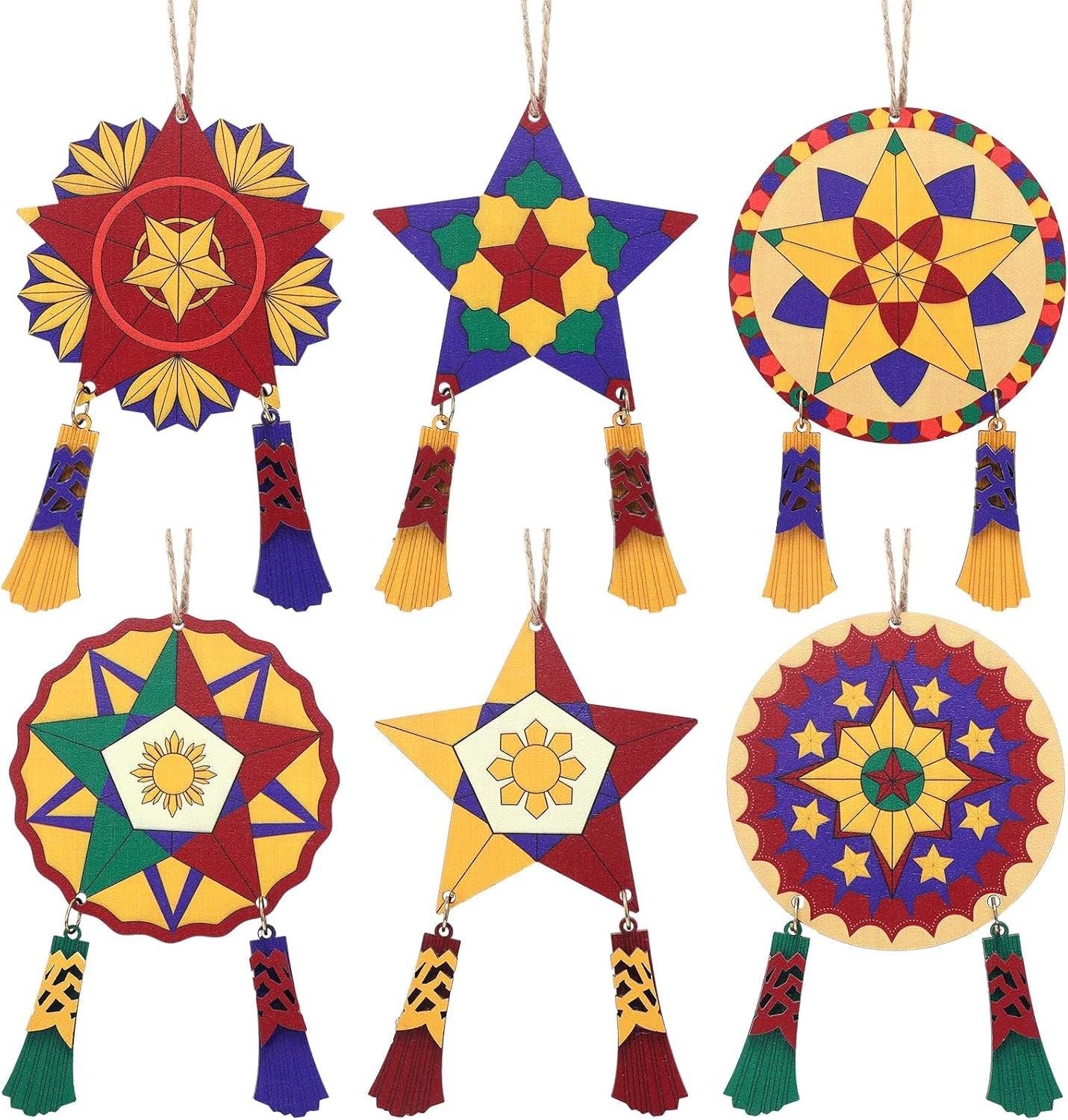 Xmas Tree Ornaments – 6-Pack Rustic Home Decor