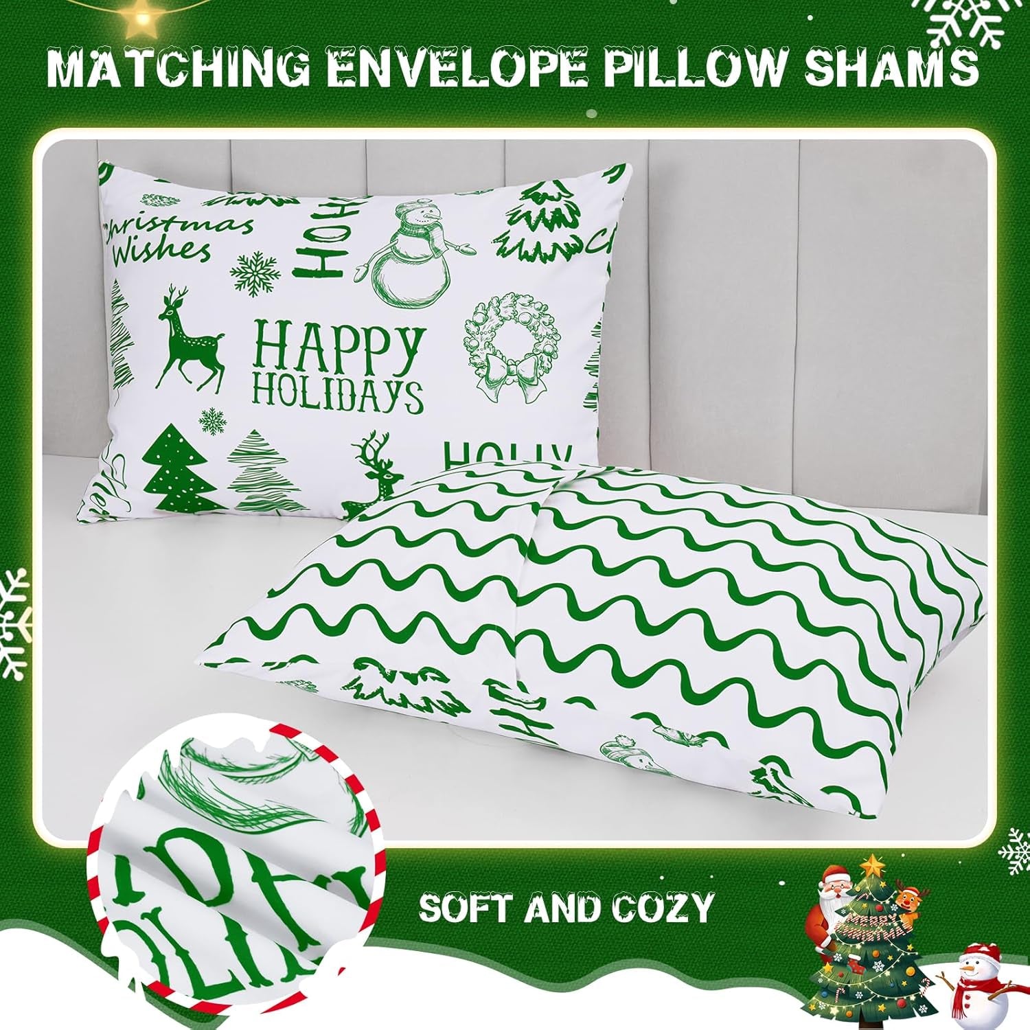 Xmas Cushion Cover – 3-Pack Green Home Decor